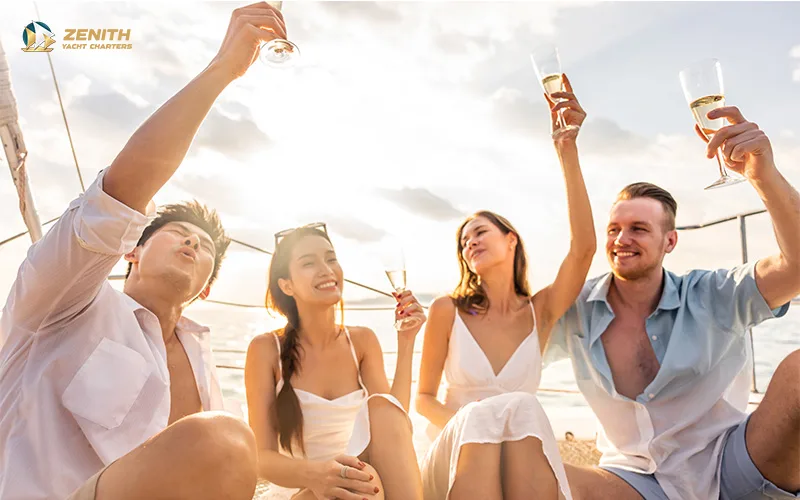 Friends-on-a-yacht-celebrating-with-glasses-of-champagne